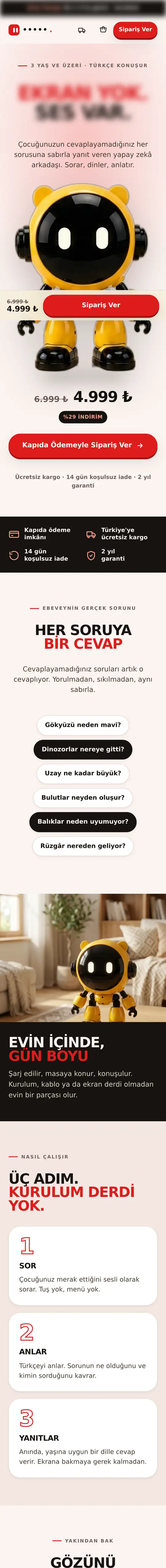 Marka B mobil sitesinin ekran kaydı; marka ve ürün gizlendi