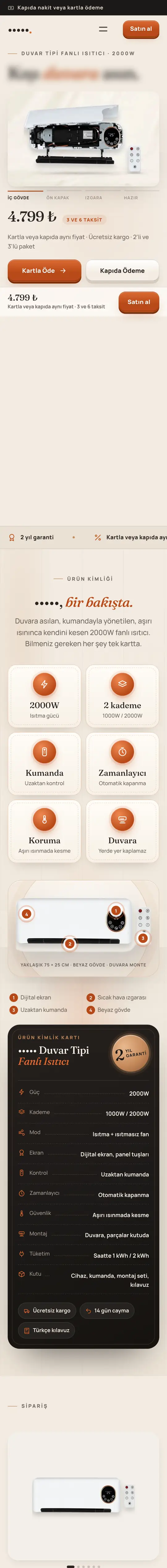 Yeni marka mobil sitesinin ekran kaydı; marka ve ürün gizlendi